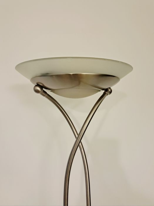 Lampa stojąca srebrna szkło