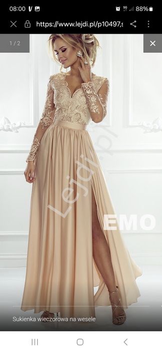 Piękna suknia z koronką,  gipiurą 44