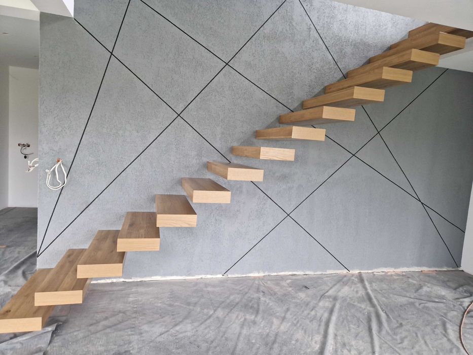 Nowoczesne schody drewniane producent na beton samonośne