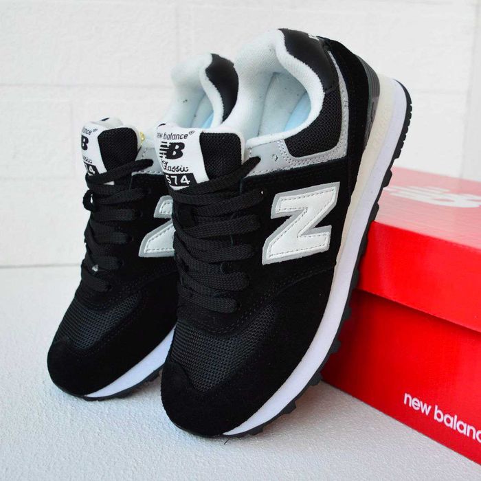 New Balance 574 Black White чорні з білим кросівки жіночі нью беленс баланс кроссовки кросовки