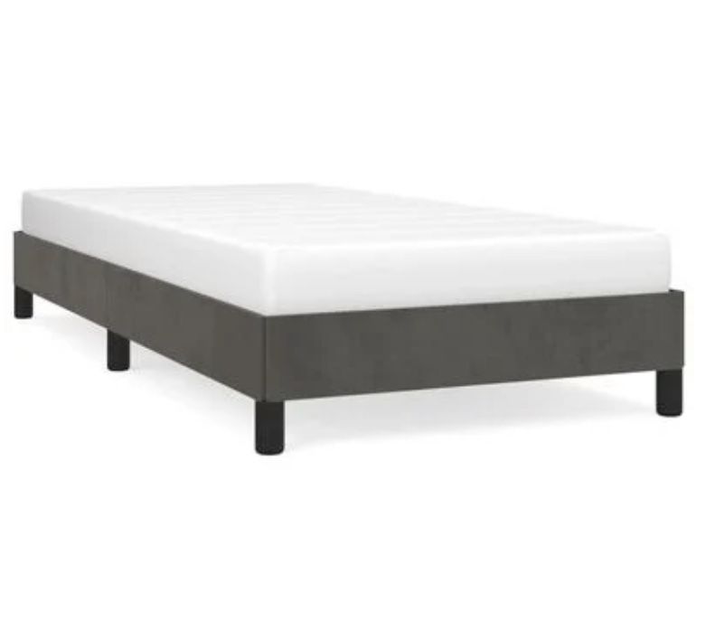 Rama łóżka bez materaca, ciemnoszara, 90x200 cm, aksamitna