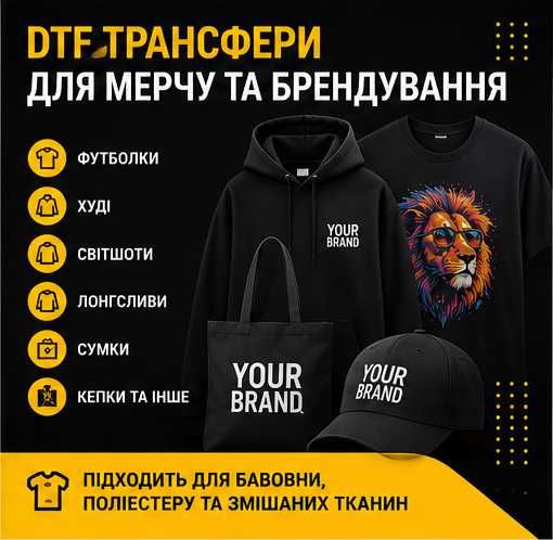 DTF рулонний друк 60 см | DTF трансфери, термодрук, друк на плівці для одягу | Швидке виготовлення