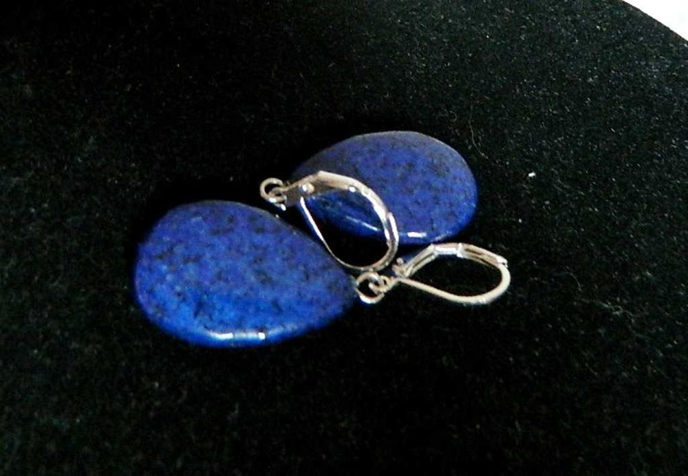 Niebieski lapis lazuli i srebro, kolczyki wiszące łezki