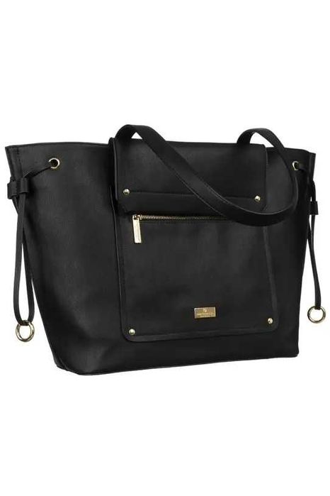 Zapinana na suwak czarna torba z eko skóry