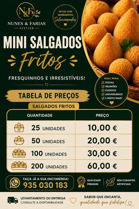 Salgados Artesanais Fritos ou Congelados
