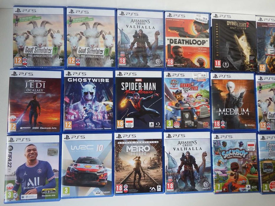 GRY PS5 GOAT3 Spider-Man MEDIUM Sackboy Deathloop Valhalla INNE PS5