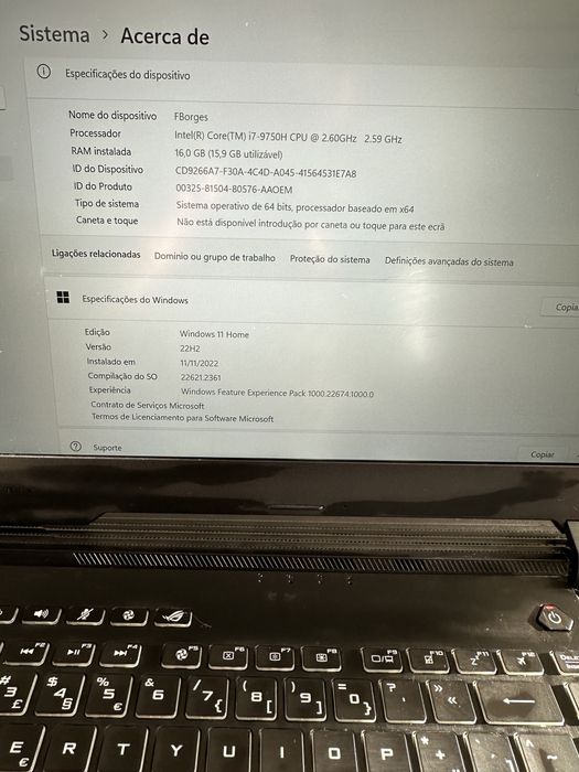 Portátil Gaming Asus G531 G