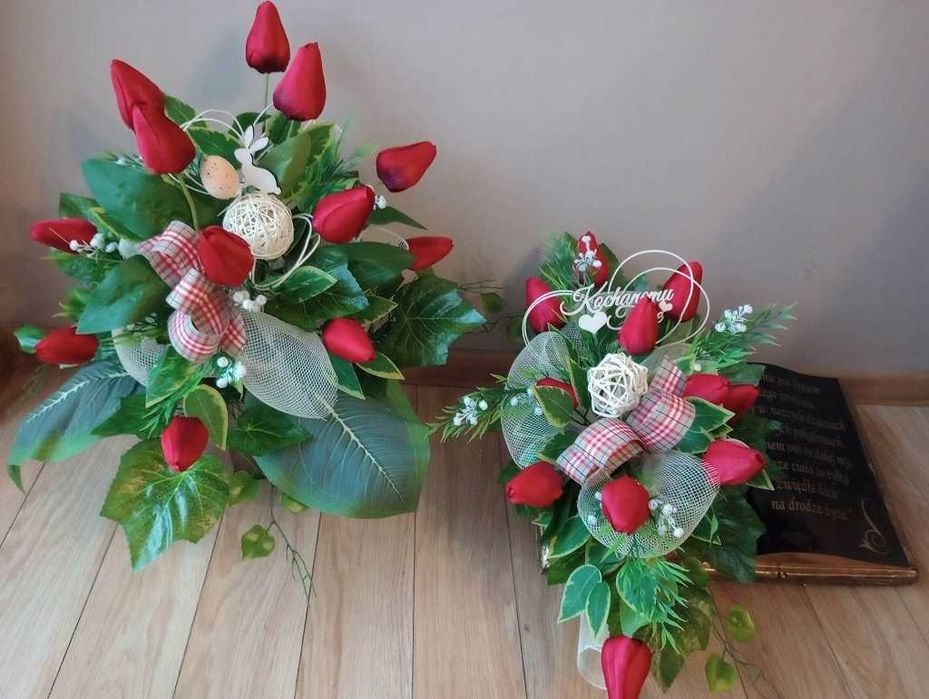 KWIATY na grób KSIĘGA kompozycja na cmentarz KOMPLET