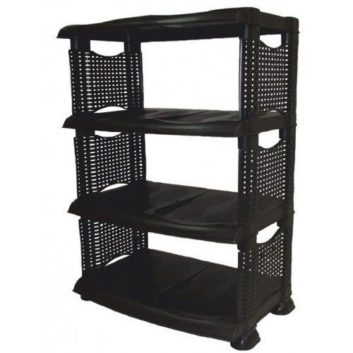 Полка для обуви R-plastic Ротанг 4-х ярусная черная