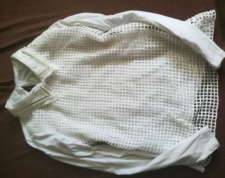 ŚLICZNA biała bluzka perły cekiny 40zamiast120