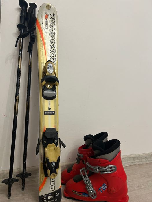 Narty 80cm, buty, kijki - cały zestaw