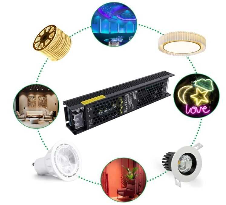 Zasilacz z 230V AC do  12V DC 100W ściemniany REYLAX