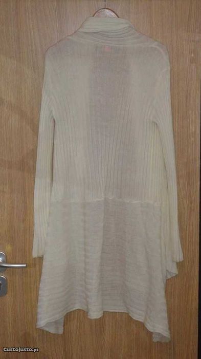 Casaco de senhora em malha comprido branco Koal