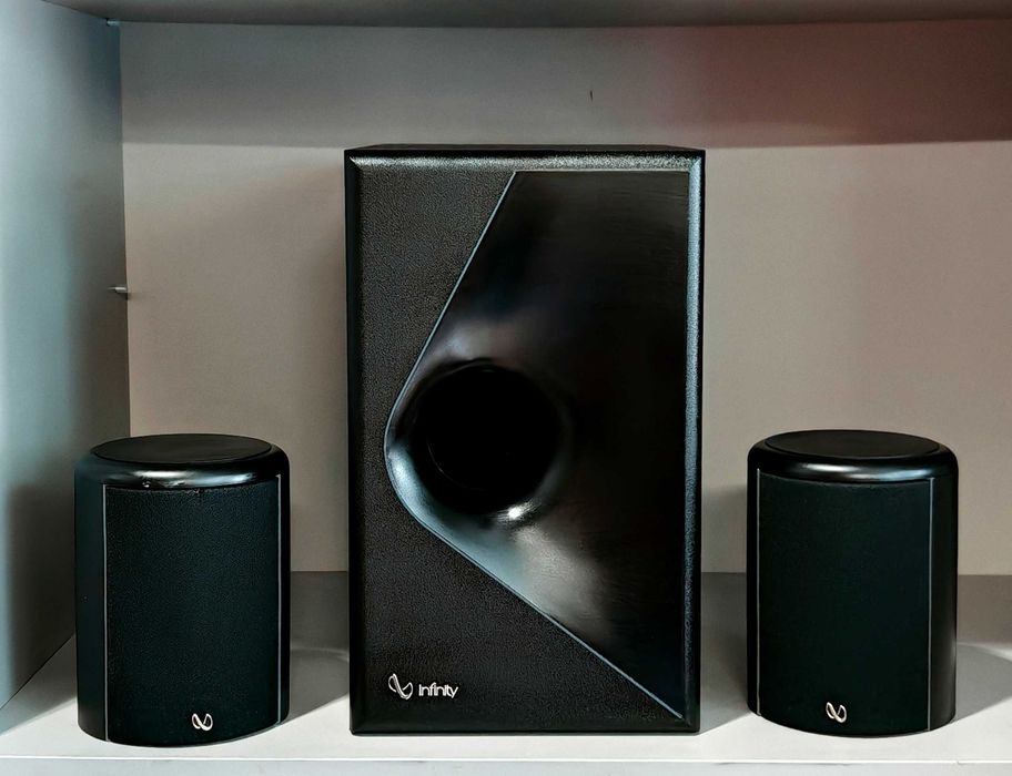 Kolumny Infinity Micro II Speakers Subwoofer + 2 Satelity Sub Bass Reflex Głośniki 2.1 do Kina Domowego Mocne !