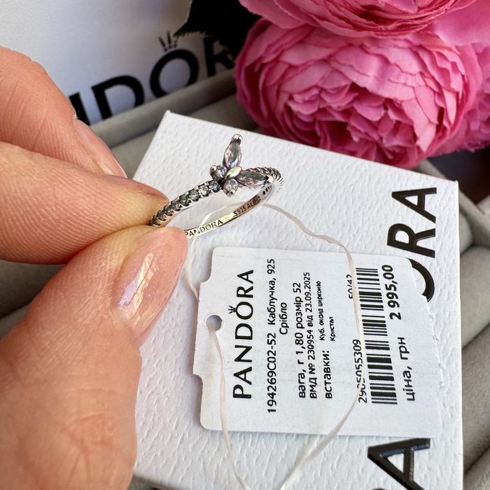 Каблучка Пандора Pandora оригінал кільце Кольцо «Рожевий метелик» нова