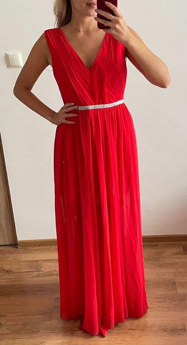 Czerwona suknia wizytowa S/M