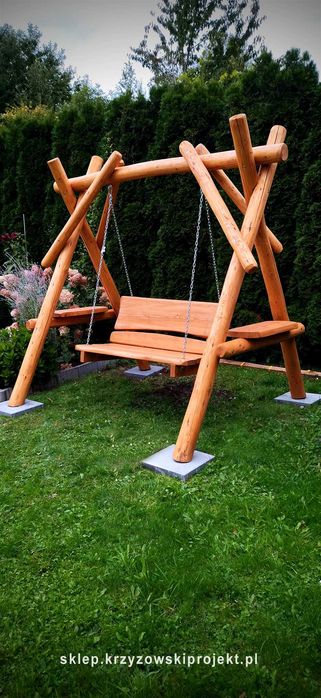 Huśtawka z bali, huśtawka ogrodowa, huśtawka drewniana, meble-ogrodowe