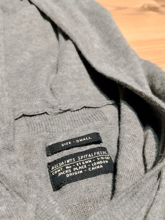 Szara Męska Rozpinana Bluza Z Kapturem All Saints Devise Button Hoody