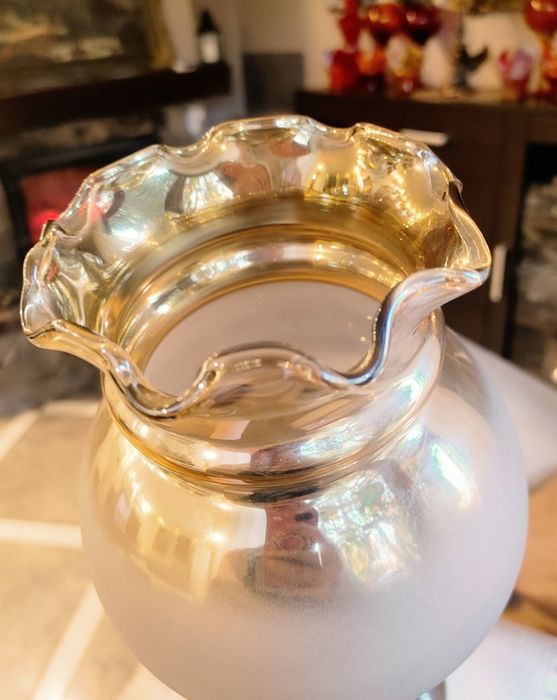 Lampka nocna stołowa szklany klosz PRL retro vintage