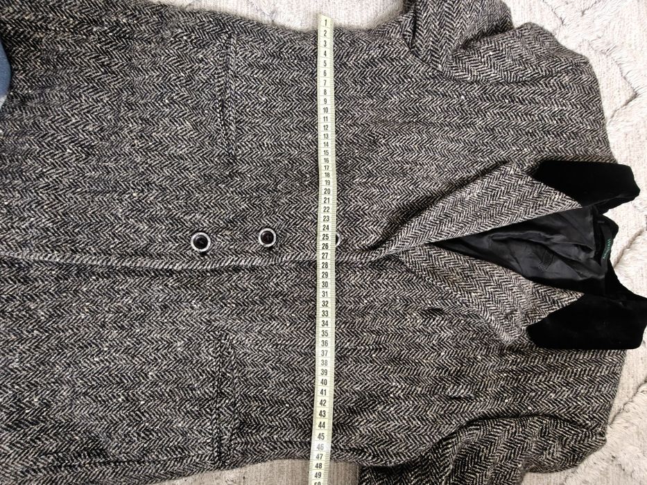 Wełniana damska marynarka żakiet w jodełkę 40/42 L