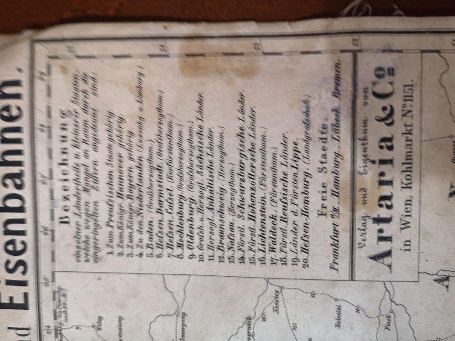 Mapa Europy 1848r pod zaborami  wydanie Wiedeń Artaria