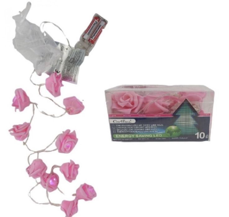 Łańcuch świetlny Róże 10 LED różyczki lampki światełka