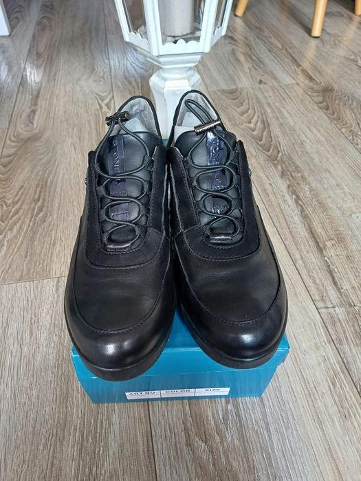 Czarne skórzane adidasy sneakersy damskie Stonefly rozm 39.
