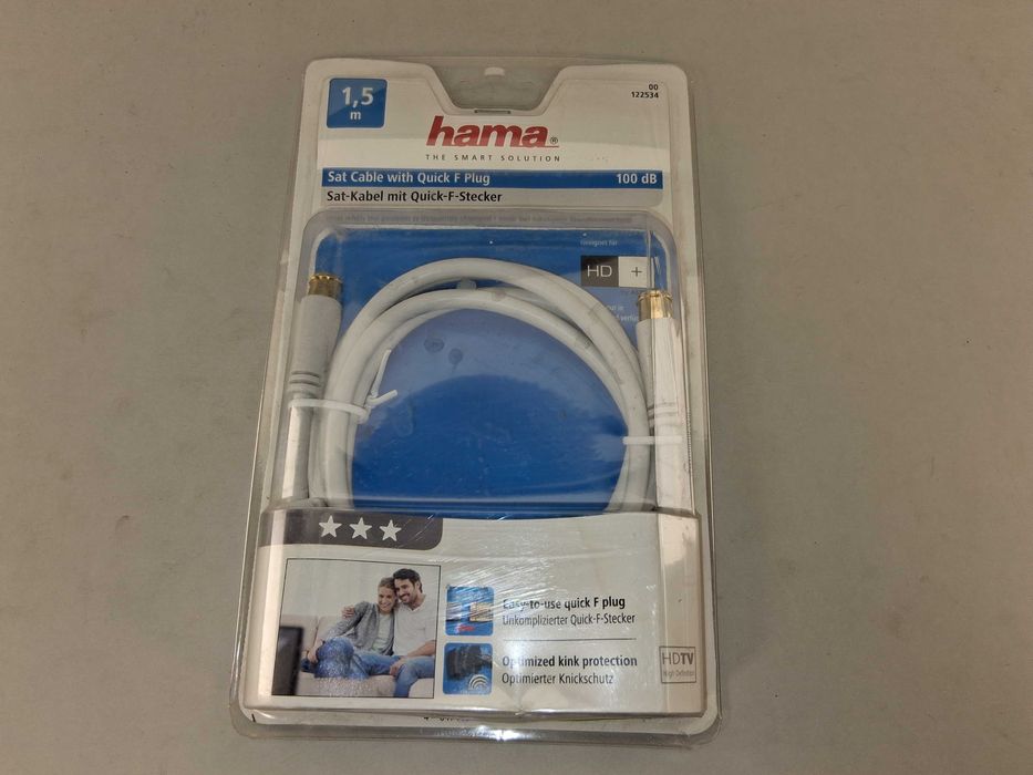 N076 Hama Sat Cable Quick F Plug 1,5m 100 dB Kabel Satelitarny HD+