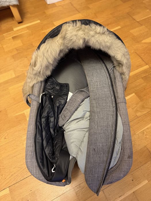 ZESTAW Stokke 2w1 Grey Melange + Winter/Summer Kit Stan Idealny