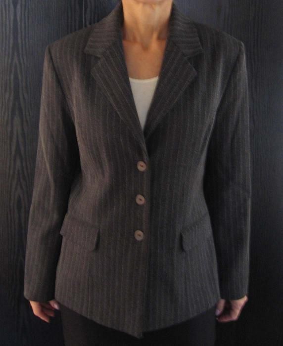 Marynarka, żakiet garsonka damska rozmiar 38 szara grafitowa, prążki,