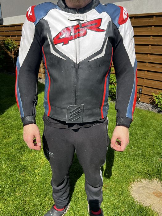 Kurtka motocyklowa skórzana 4SR Tricolore garb aerodynamiczny rozm. 52 (M)