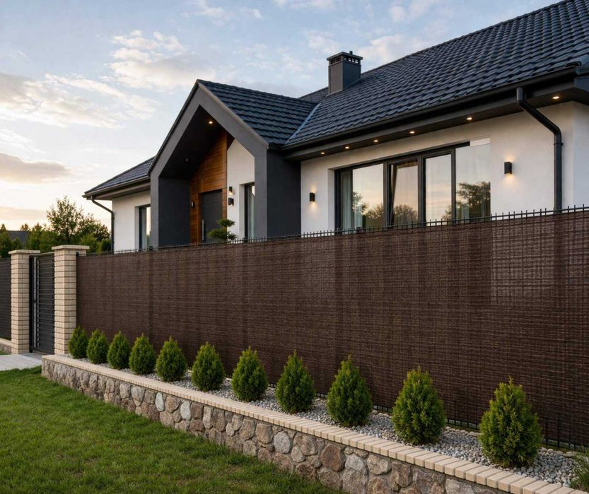 Сітка затіняюча  95% на паркан. 1,5м і 2 м. Сіра, коричнева, зелена