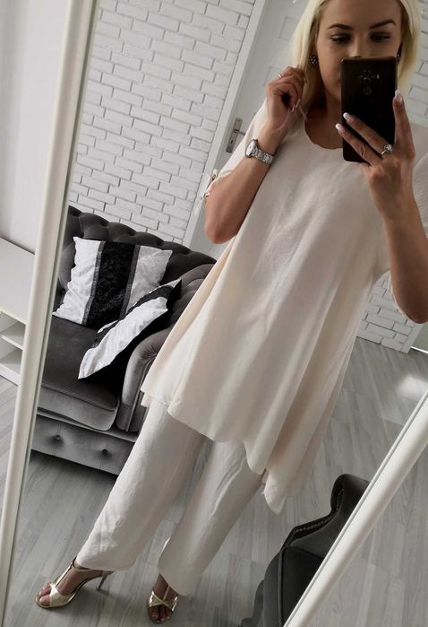 Elegancki komplet zestaw beżowy xxl