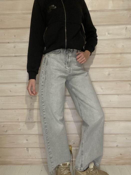 Джинси прямі сірі жіночі тренд