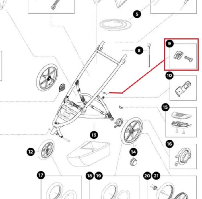 Zapadka zaczep zatrzask do złożonego wózka THULE URBAN GLIDE połysk