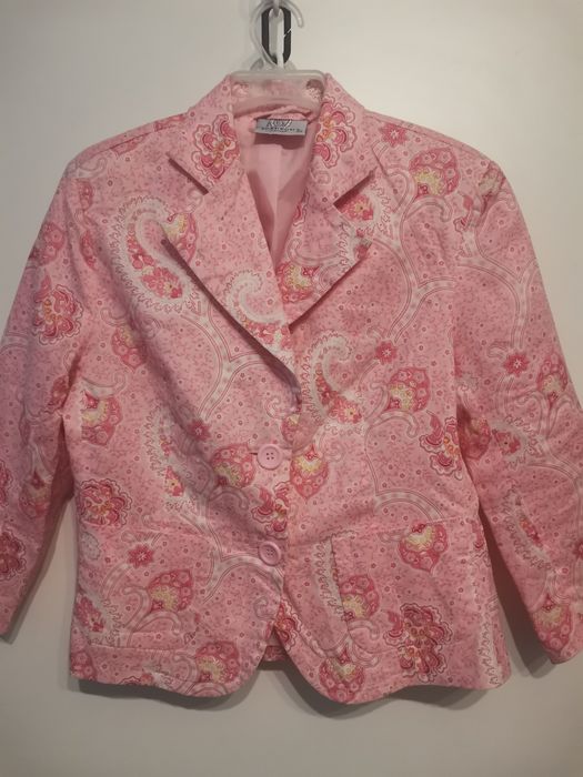 Marynarka damska Kombiworld rozm 40, guziki, wzór, odcienie różu