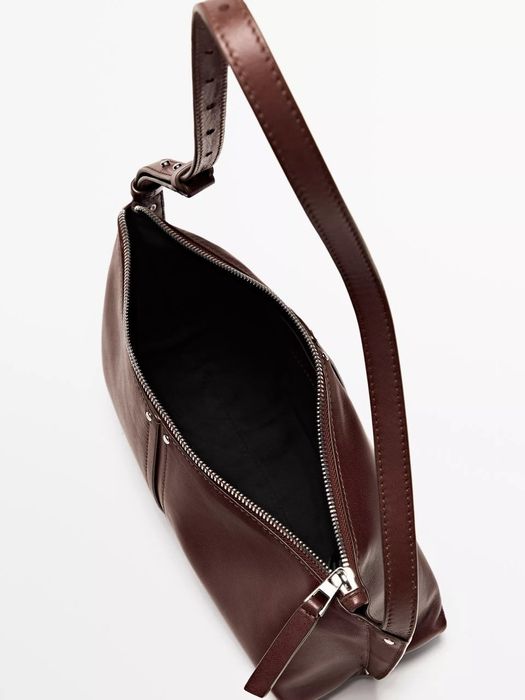 Сумка на плече зі шкіри наппа massimo dutti