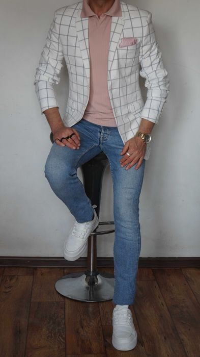 Marynarka Zara Rozmiar 50 Kolor Biały Krata