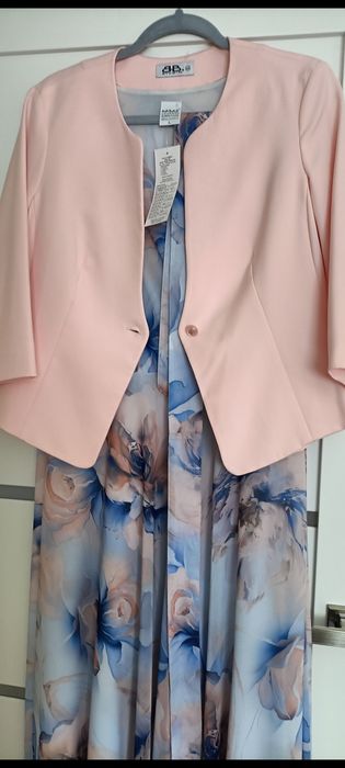 Długa elegancka sukienka marynarka 42
