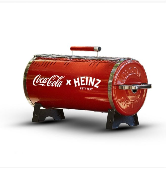 Unikatowt nowy grill węglowy czerwony coca cola
