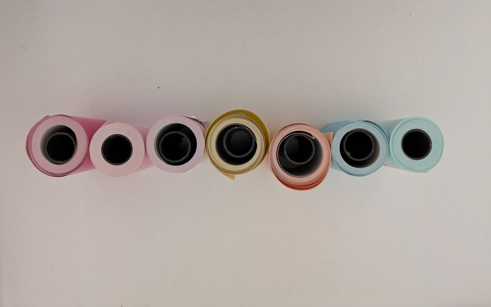 Mini Impressora Térmica - 7x Rolos Coloridos Autocolantes