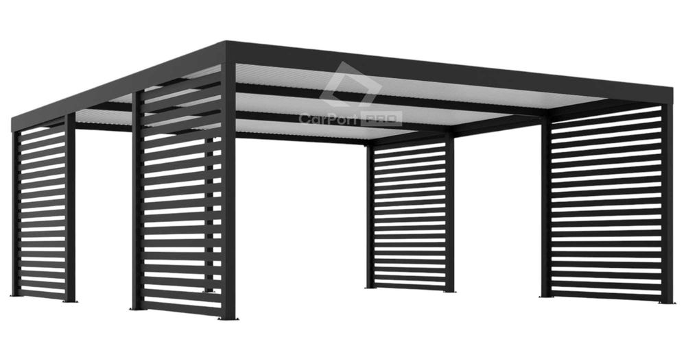 CarPort PREMIUM - wiata samochodowa 6x5,5 - antracyt - zabudowa  CP111