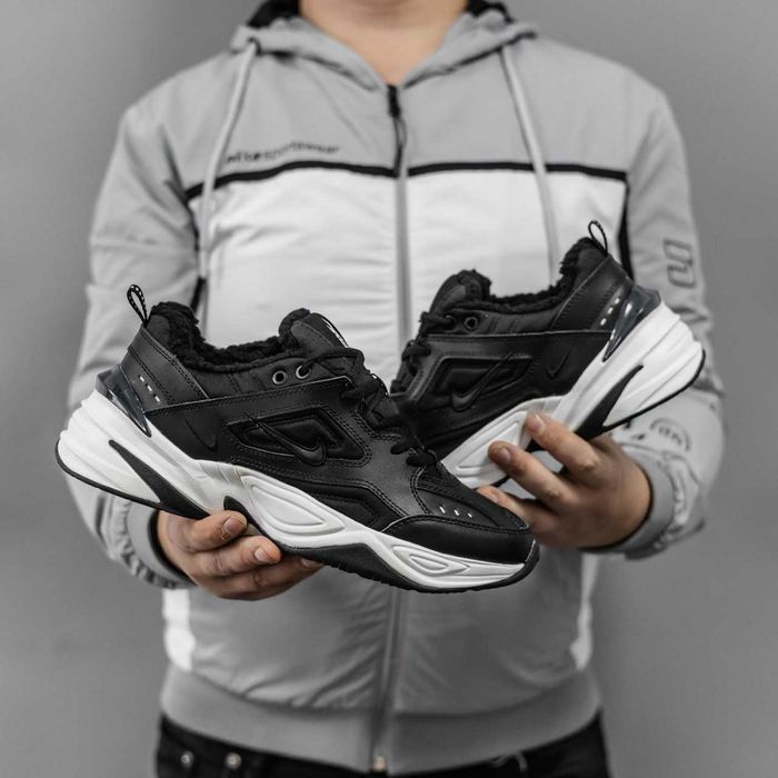 Кросівки з хутром Nike M2K Tekno Black/White premium зимові