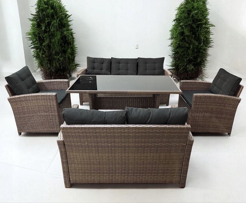 Zestaw mebli technorattan 2x sofa , fotele , stół kolory