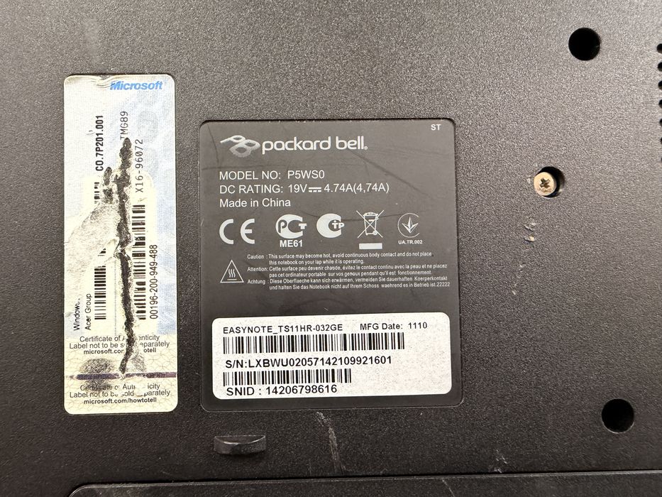 Ноутбук.  Пакард бел