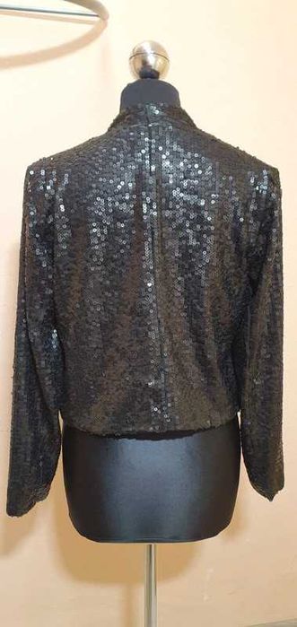 Żakiet marynarka narzutka cekiny czarna Atmosphere S/ M