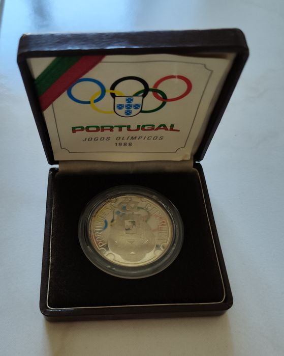 Moeda 250escudos Prata - Jogos olímpicos 1988 com estojo e certificado
