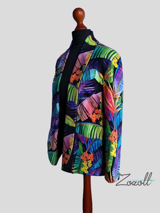 Kardigan damski z dresówki w kolorowe liście rozmiar S