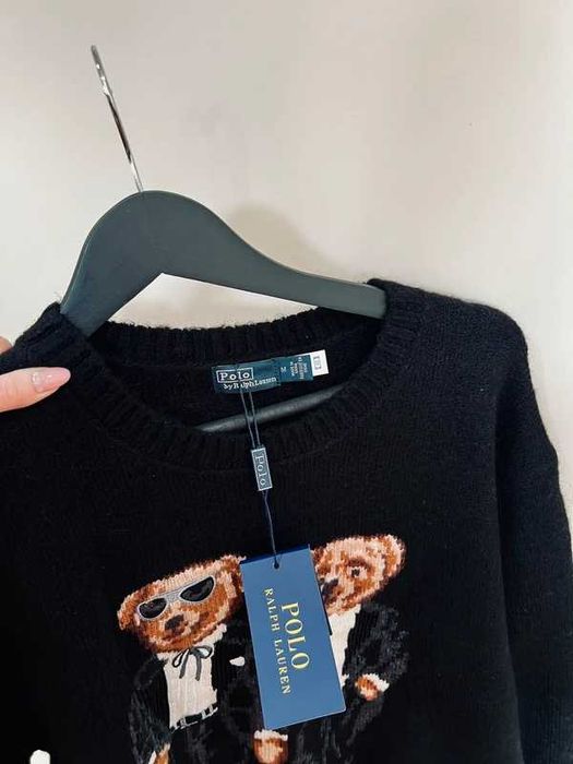 Czarny sweter z misiami RL Ralph Lauren