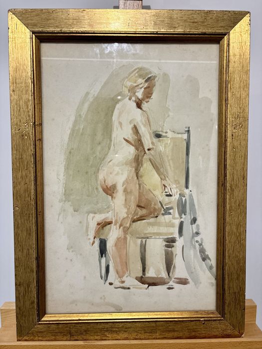 Cudowna Para Aktów Obrazów aukcyjnych Akwarela Nikolai Bortnikov 1958